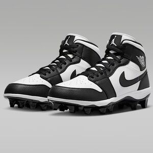 Nike Black and White Athletic Cleats Jordan 1 football cleats